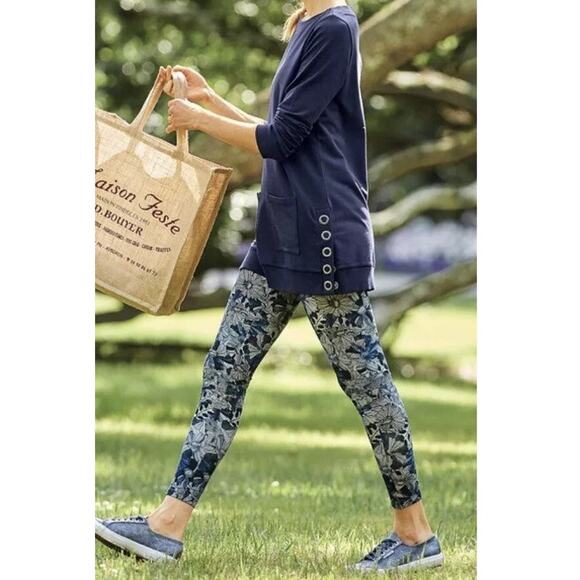 Soft Surroundings Make It Snappy Pullover Sweatshirt Sweater Oversized S Teal - Picture 2 of 12